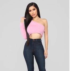 Light Pink Fuzzy Crop